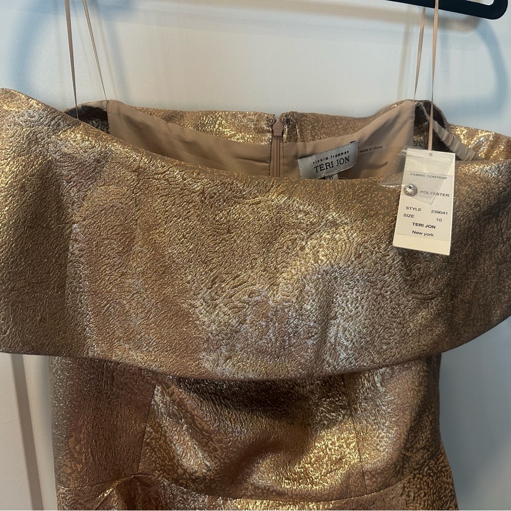 🥂🍾🎊 Teri Jon Gold/bronze metallic Dress - Picture 6 of 13